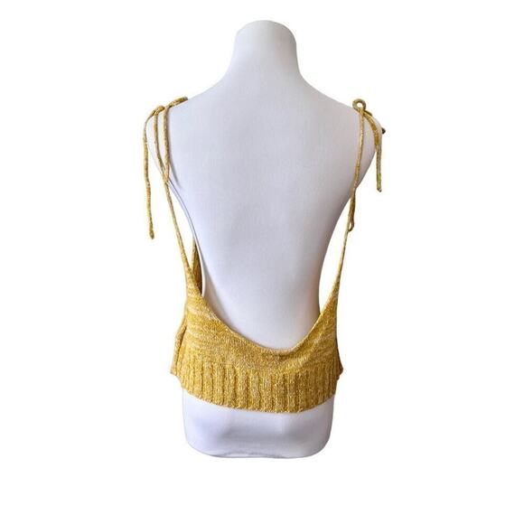 Free People Bombshell Cropped Knitted Sleeveless Top Mustard Yellow sz Small - Picture 5 of 10